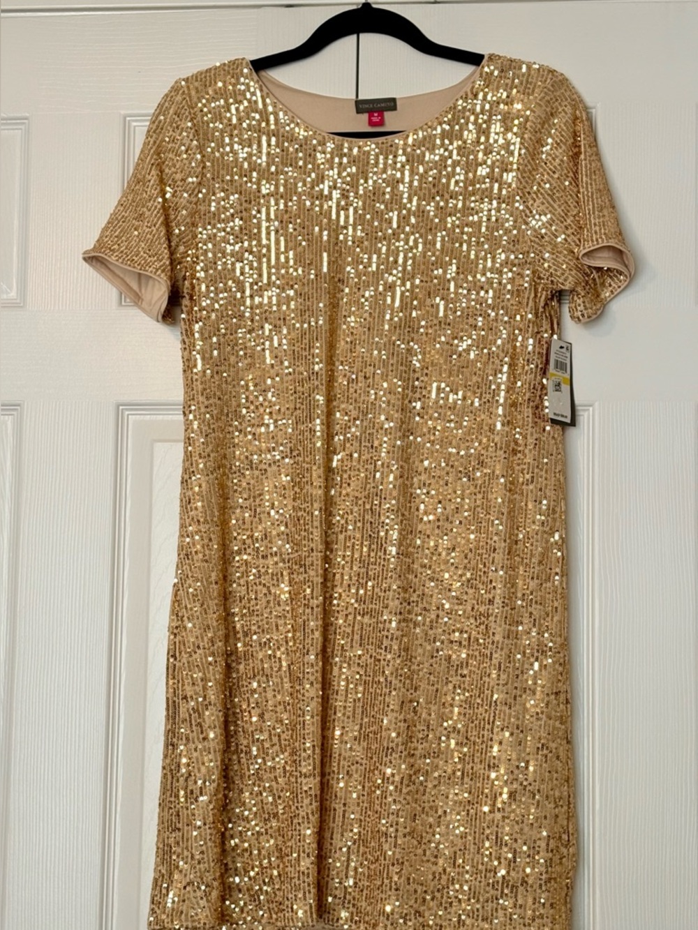 Vince Camuto Sparkle and Shine gold sequin dress